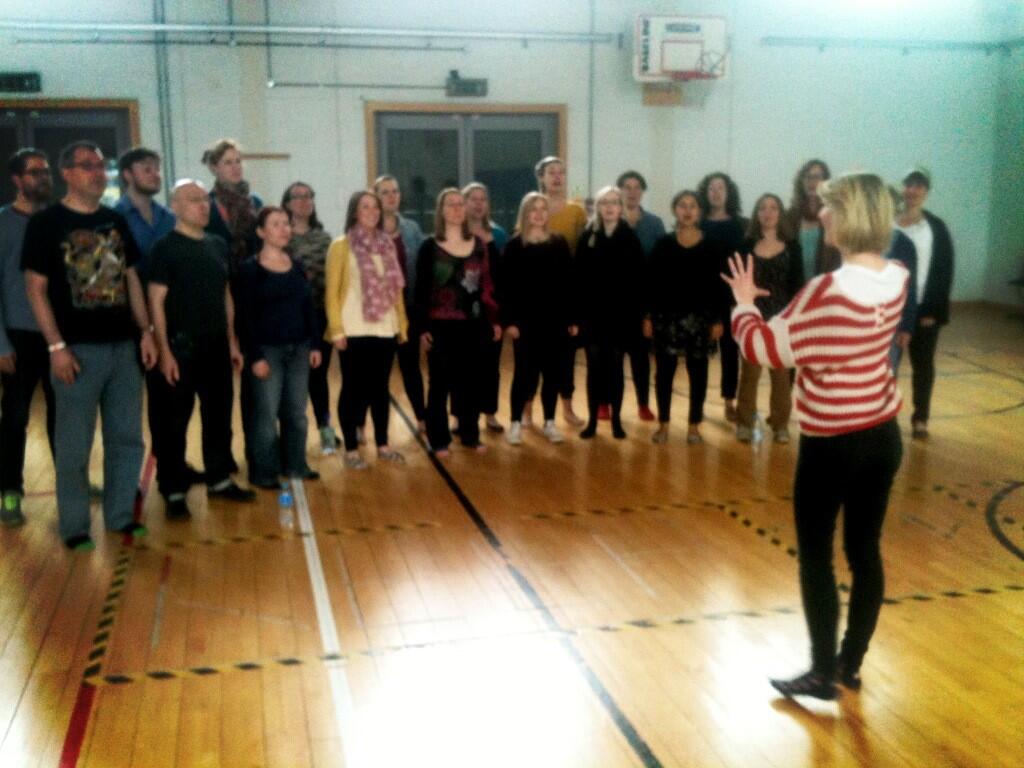 The Pop-Up Choir rehearsing with Katie Beard